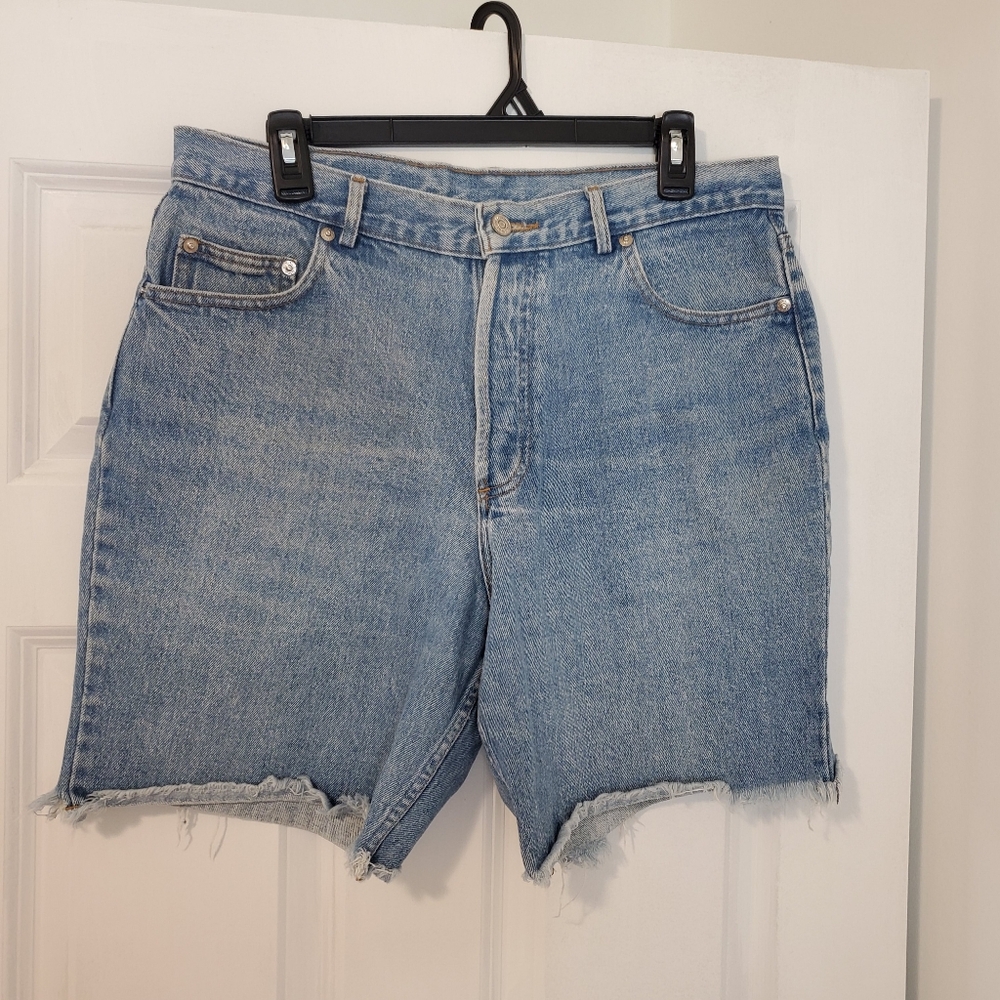 Polo Ralph Lauren High Waisted Mom Jean Shorts Fray Size 14 USA 100% Cotton